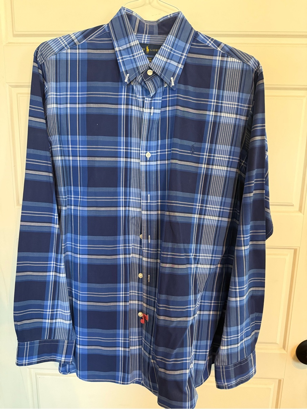 Ralph Lauren Navy and Light Blue Plaid Button-Down Shirt